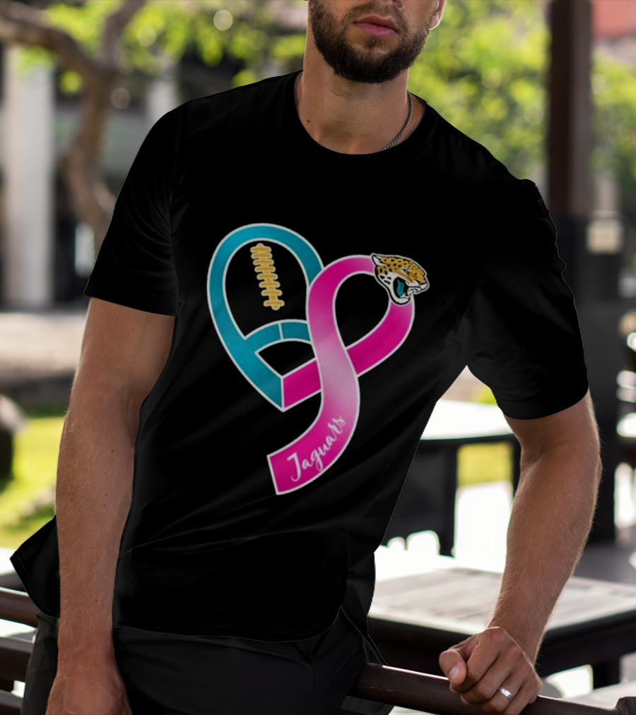 Jacksonville Jaguars Breast Cancer Awareness Heart Ribbon 2026 T-Shirt