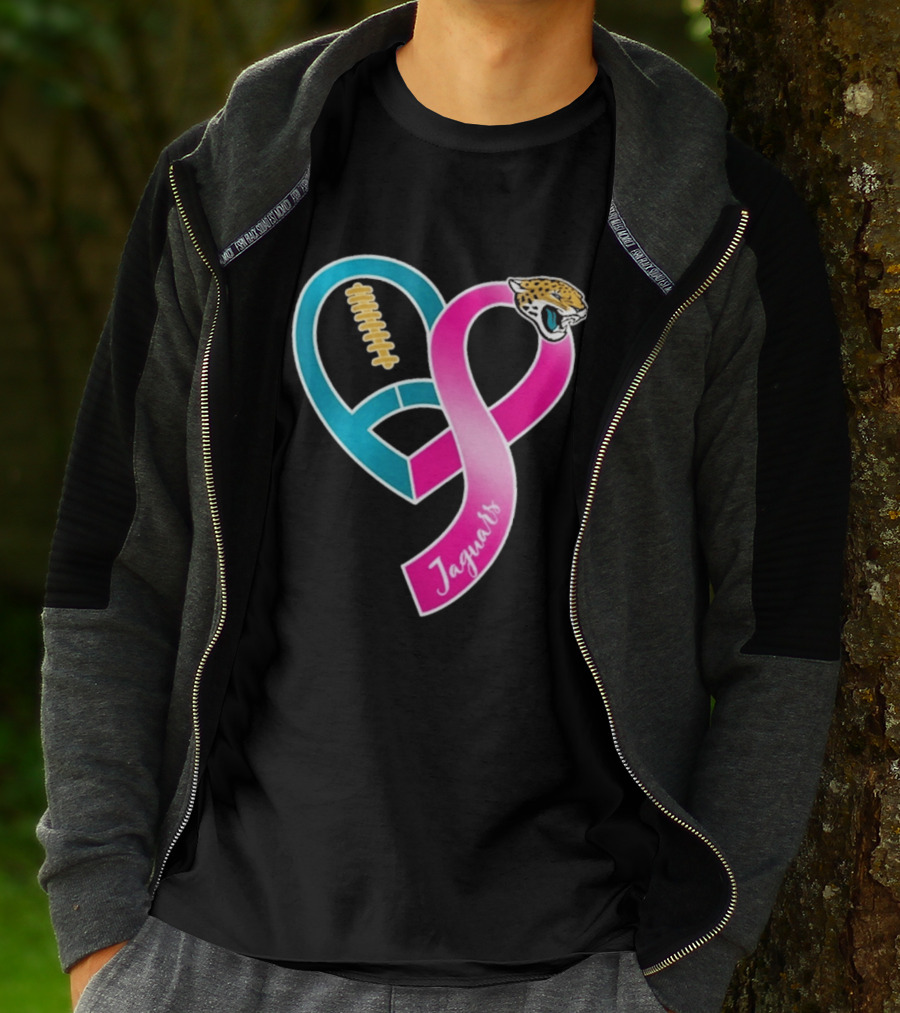 Jacksonville Jaguars Breast Cancer Awareness Heart Ribbon 2026 T-Shirt
