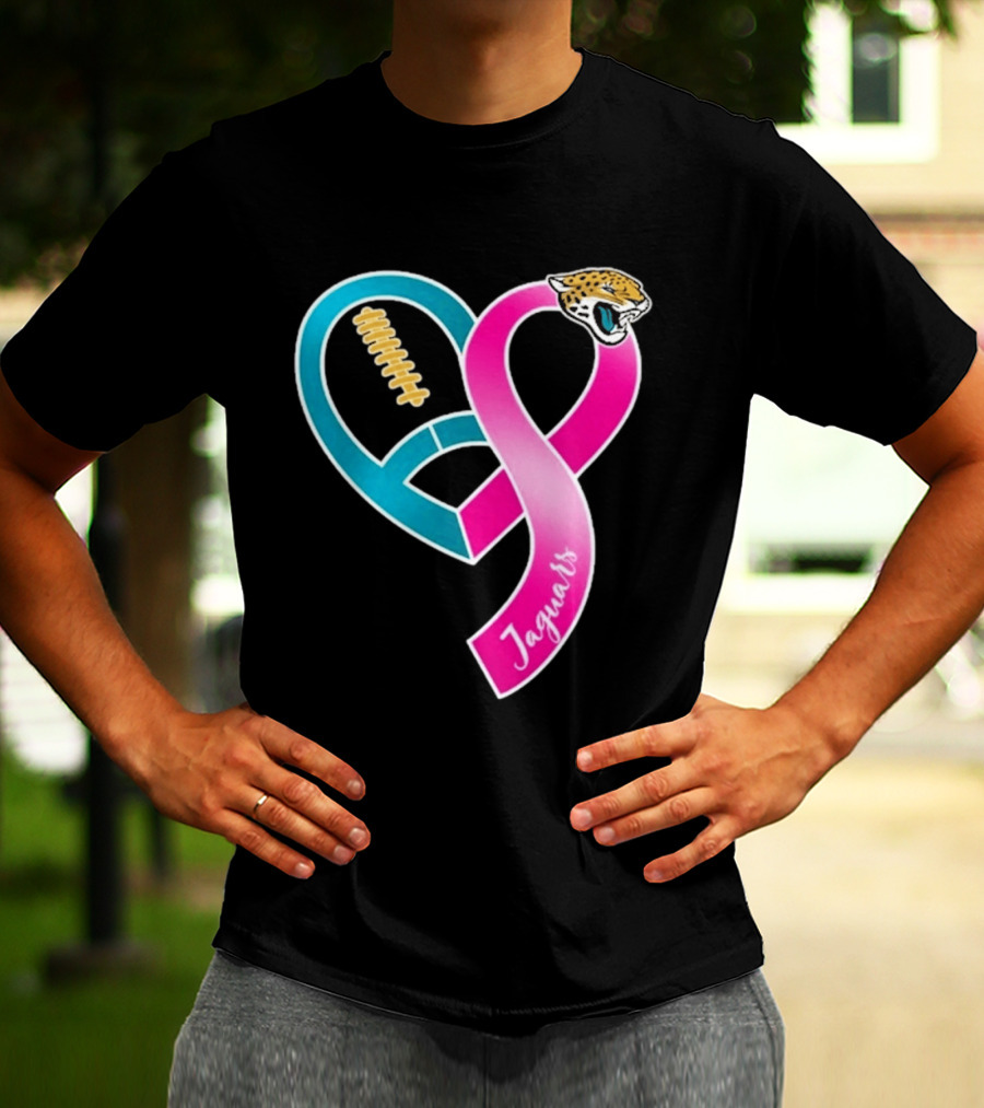 Jacksonville Jaguars Breast Cancer Awareness Heart Ribbon 2026 T-Shirt