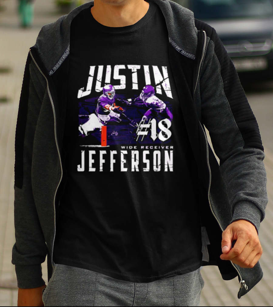 Justin Jefferson Minnesota Vikings Wide Receiver #18 Touchdown Dive T-Shirt