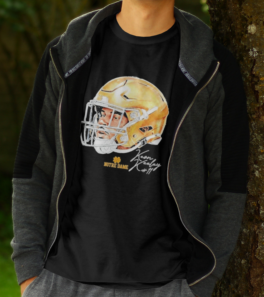 Keon Keeley 11 Notre Dame Football Helmet Swag T-Shirt