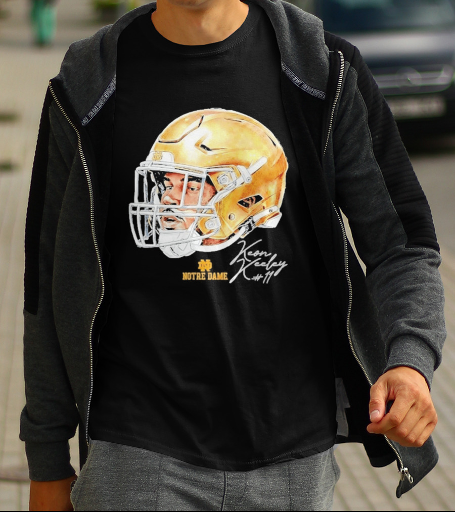 Keon Keeley 11 Notre Dame Football Helmet Swag T-Shirt