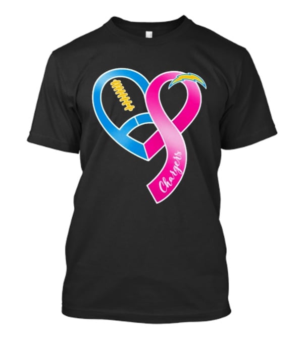 Los Angeles Chargers Breast Cancer Awareness Heart Ribbon 2026 T-Shirt