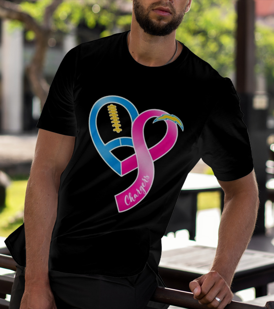 Los Angeles Chargers Breast Cancer Awareness Heart Ribbon 2026 T-Shirt