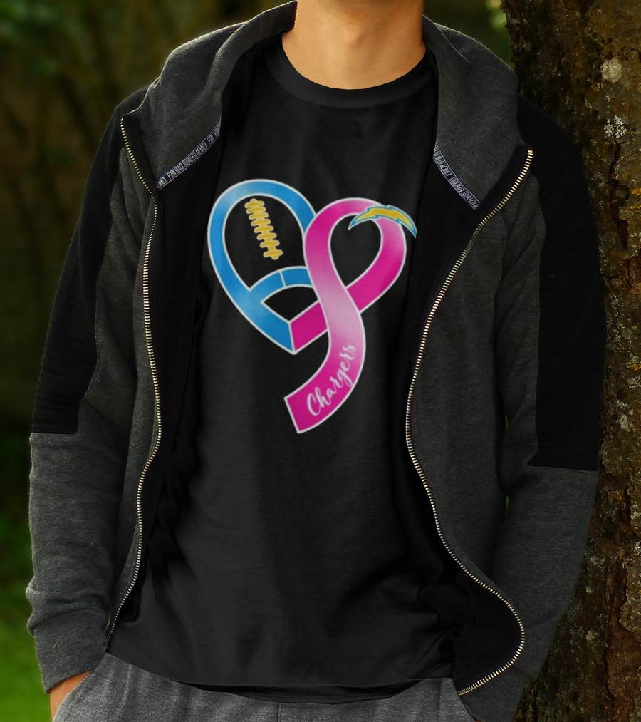 Los Angeles Chargers Breast Cancer Awareness Heart Ribbon 2026 T-Shirt
