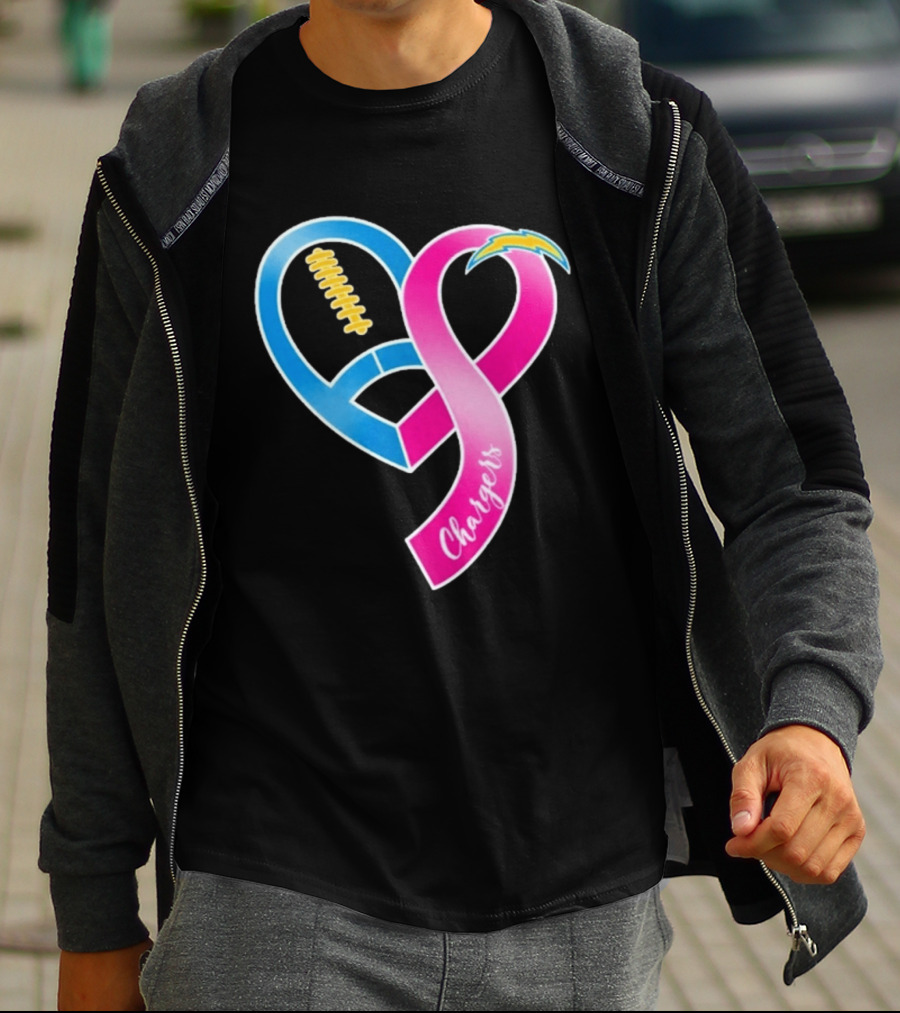 Los Angeles Chargers Breast Cancer Awareness Heart Ribbon 2026 T-Shirt