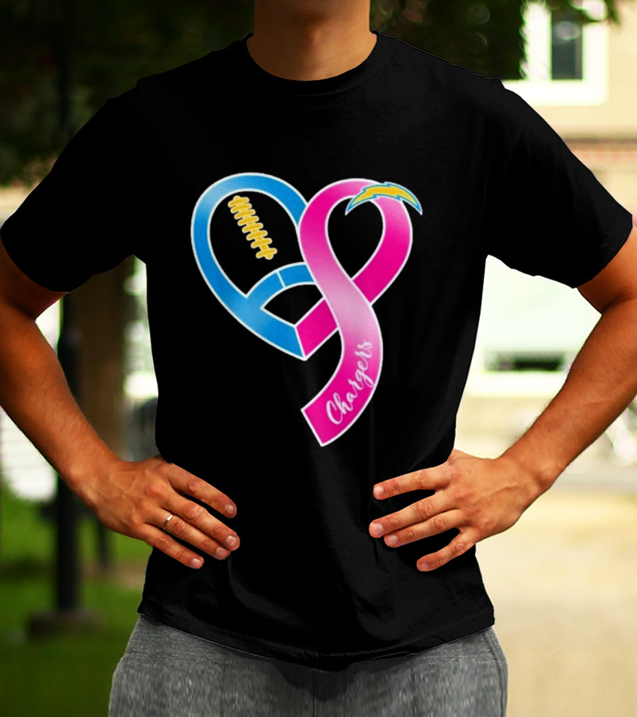 Los Angeles Chargers Breast Cancer Awareness Heart Ribbon 2026 T-Shirt
