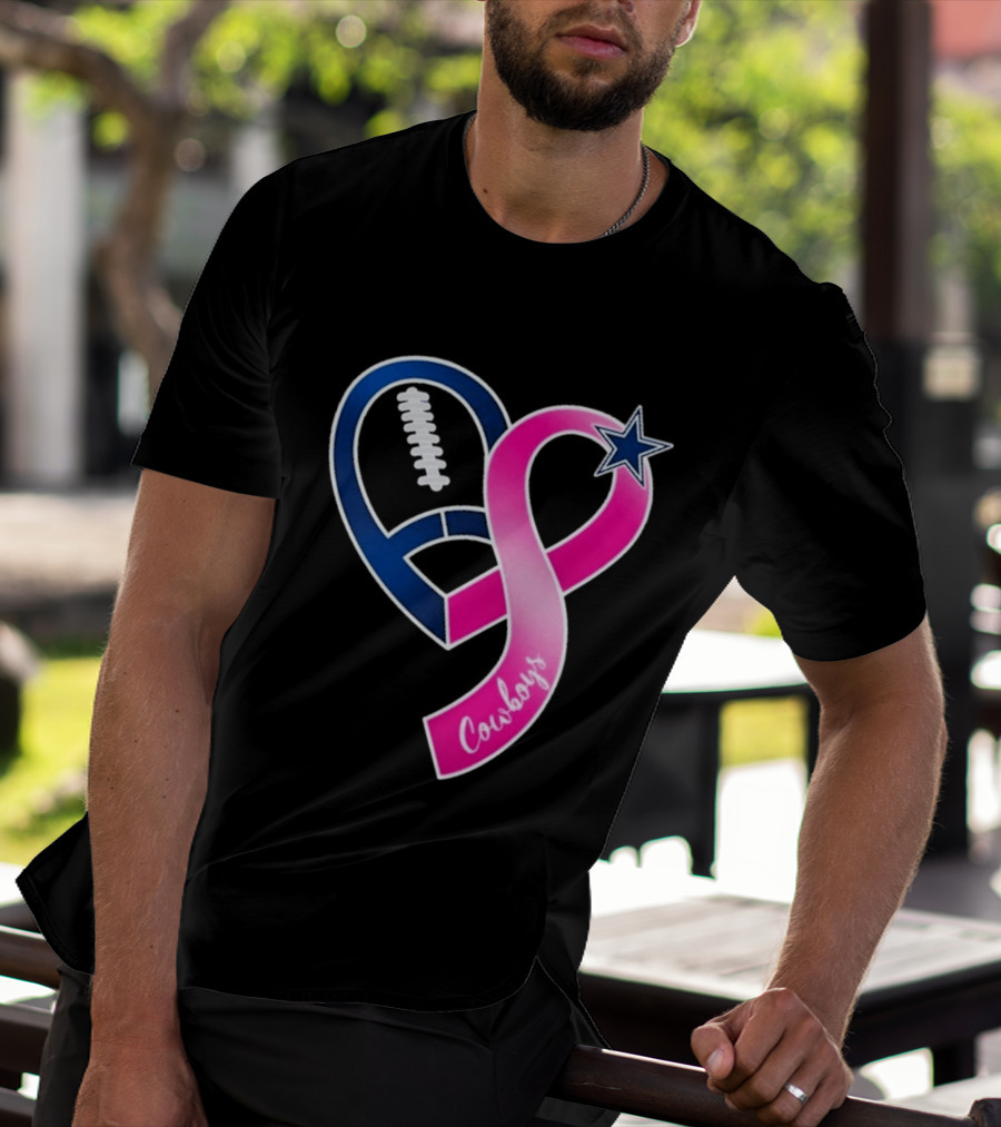Dallas Cowboys Pink Ribbon Heart Breast Cancer Awareness 2026 T-Shirt