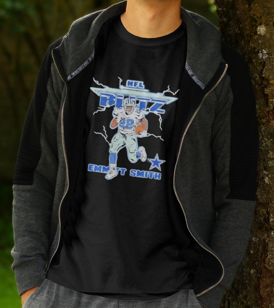NFL Blitz Emmitt Smith Dallas Cowboys Lightning Star T-Shirt