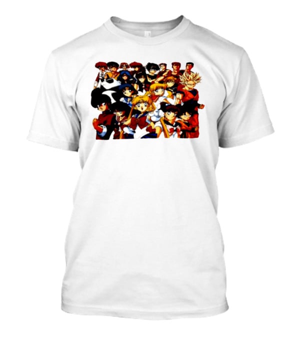 Anime Collage 9 Cartoon Sailor Moon Dragon Ball Z Characters T-Shirt