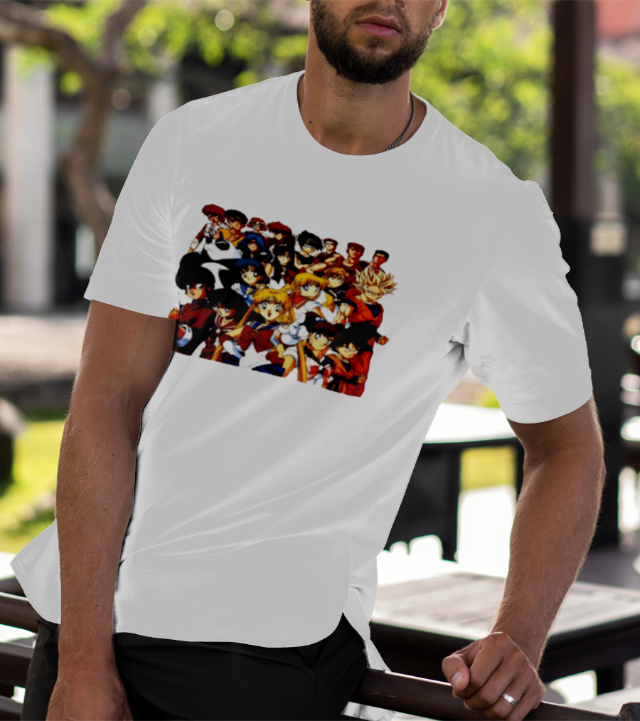 Anime Collage 9 Cartoon Sailor Moon Dragon Ball Z Characters T-Shirt
