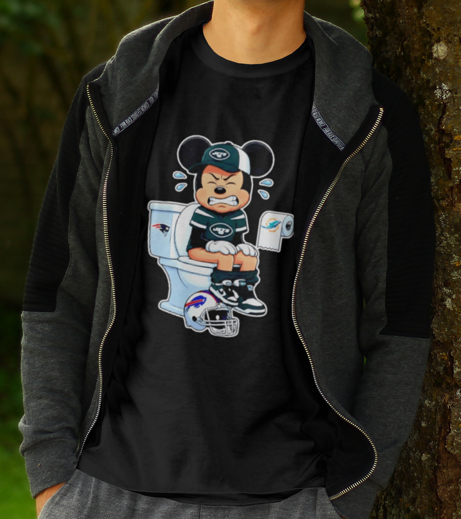Mickey Jets Toilet Frustration Patriots Dolphins Bills Rivalry T-Shirt