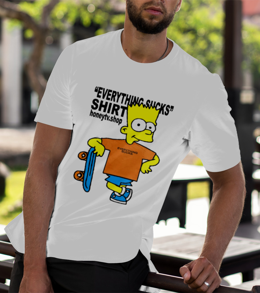 Bart Simpson Everything Sucks Skateboard Homage The Simpsons T-Shirt