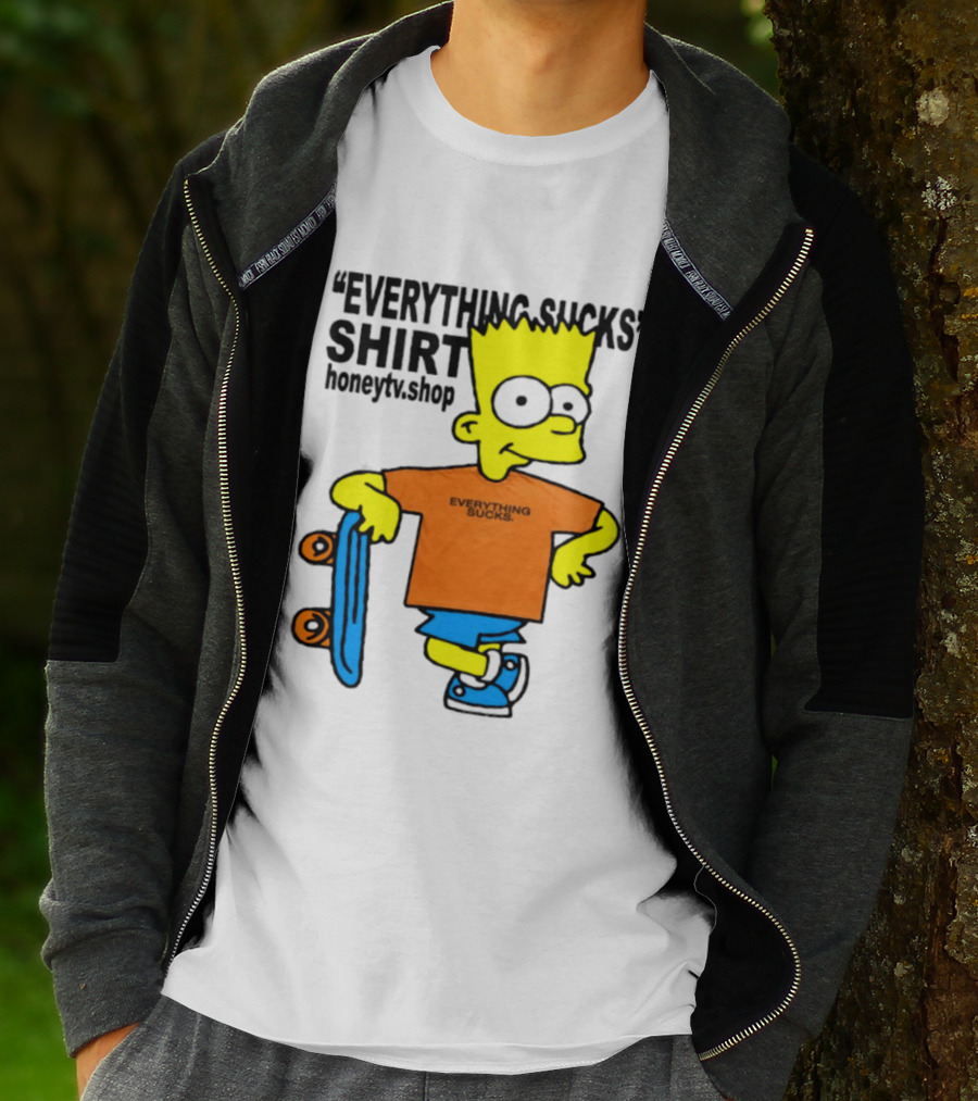 Bart Simpson Everything Sucks Skateboard Homage The Simpsons T-Shirt