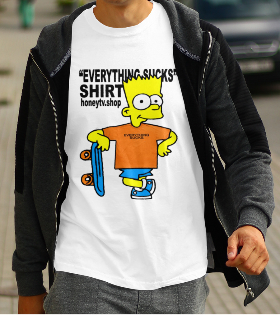 Bart Simpson Everything Sucks Skateboard Homage The Simpsons T-Shirt
