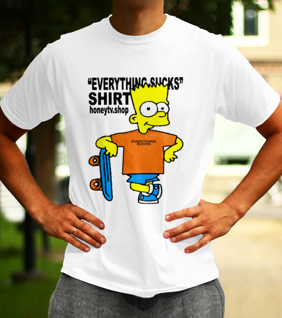 Bart Simpson Everything Sucks Skateboard Homage The Simpsons T-Shirt