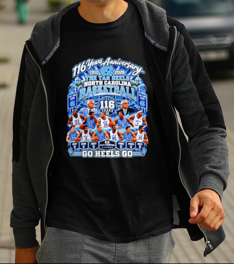 North Carolina Tar Heels Basketball 116 Years Anniversary 1910 2026 Go Heels Go T-Shirt