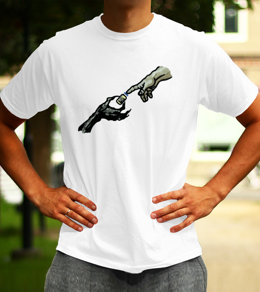 Michelangelo Creation Of Adam Vaccine Hand T-Shirt