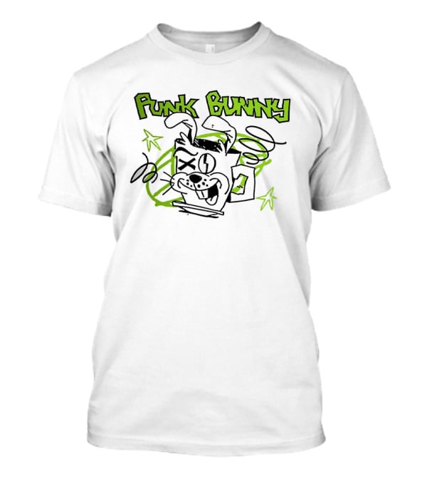 Punk Bunny Coffee Green Day Style Spiral Stars T-Shirt