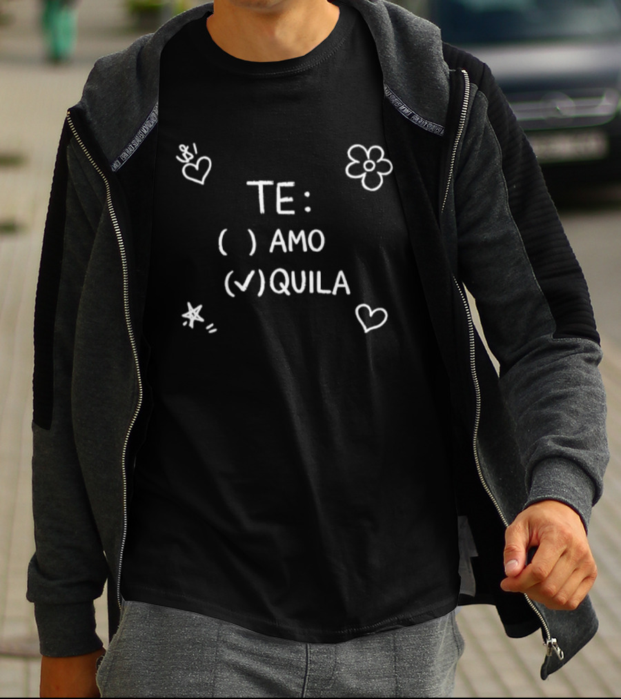 TE Amo Tequila Heart Flower And Star T-Shirt