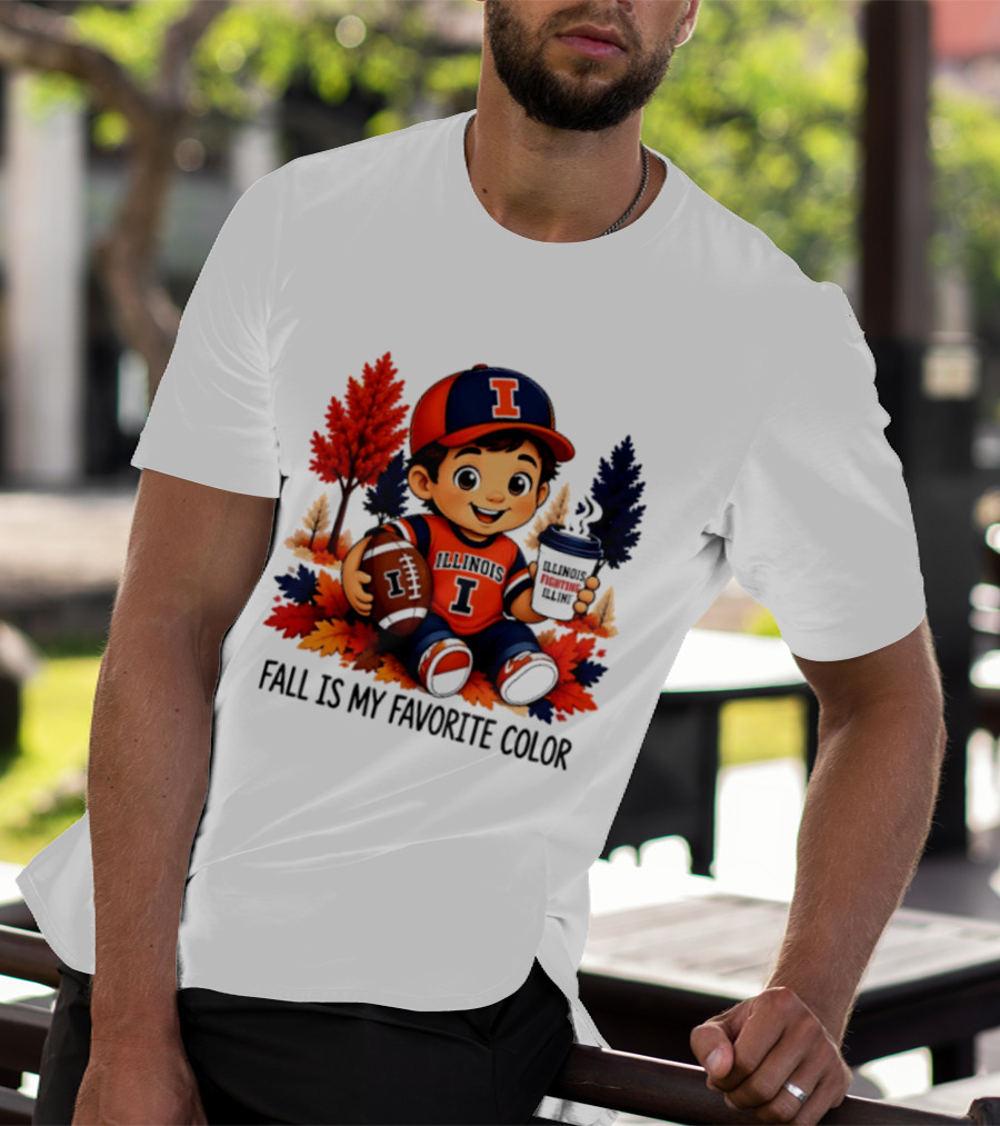 Illinois Fighting Illini Fall Is My Favorite Color Football Kid T-Shirt