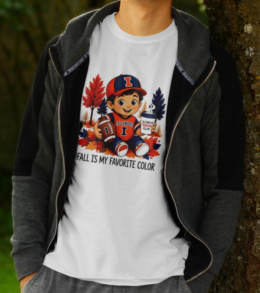 Illinois Fighting Illini Fall Is My Favorite Color Football Kid T-Shirt