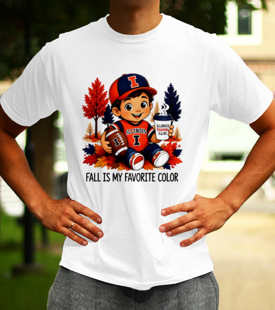 Illinois Fighting Illini Fall Is My Favorite Color Football Kid T-Shirt