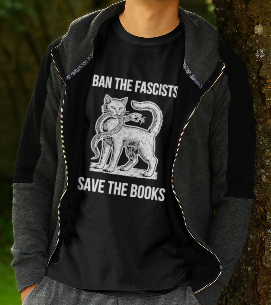 Cat And Snake Ban The Fascists Save The Books T-Shirt