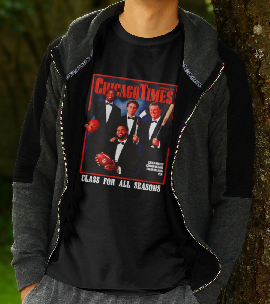 Chicago Times September 2023 Caleb Wilson Conner Bedard Caleb Williams Football Bat Sports Class Season T-Shirt