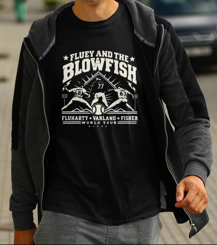 Fluey And The Blowfish Fluharty Varland Fisher World Tour T-Shirt
