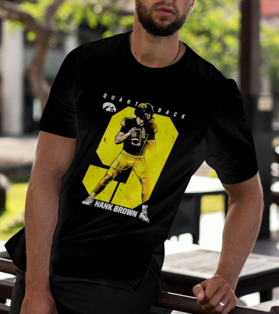 Hank Brown 9 Iowa Hawkeyes NCAA Football Quarterback Player Number T-Shirt