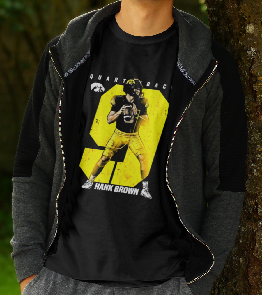 Hank Brown 9 Iowa Hawkeyes NCAA Football Quarterback Player Number T-Shirt
