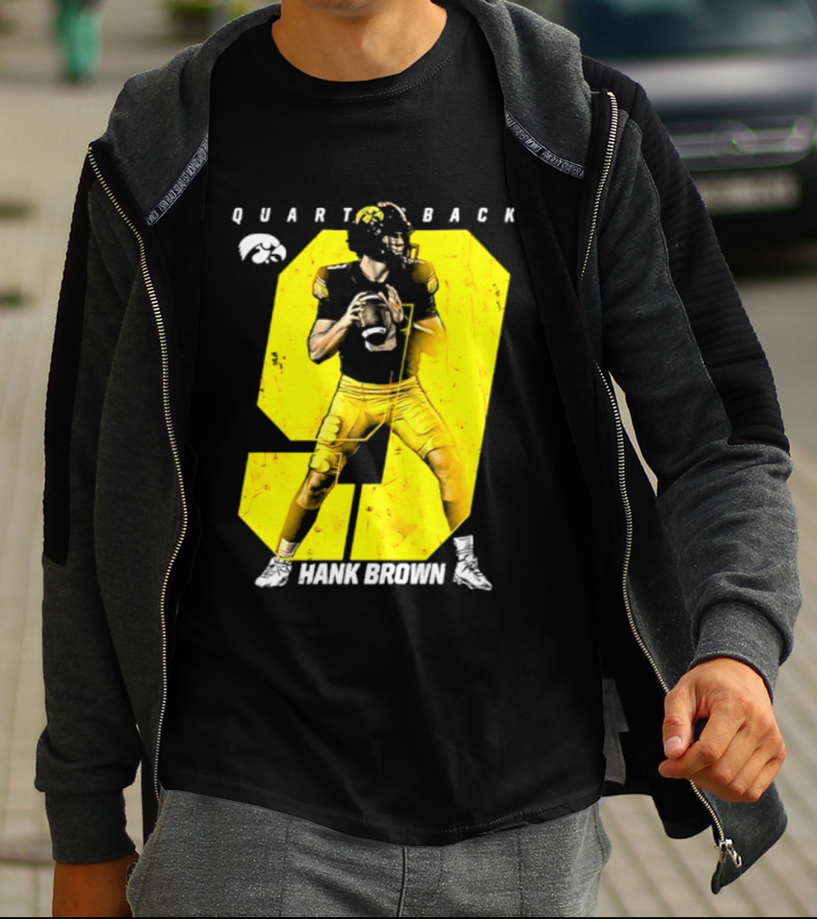 Hank Brown 9 Iowa Hawkeyes NCAA Football Quarterback Player Number T-Shirt