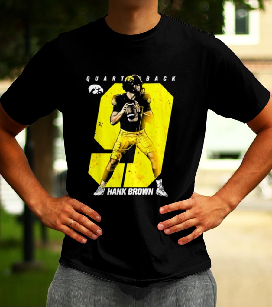 Hank Brown 9 Iowa Hawkeyes NCAA Football Quarterback Player Number T-Shirt