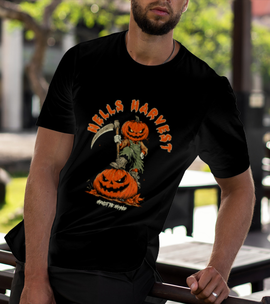 Hells Harvest Pumpkin Reaper Halloween Harvest The Damned T-Shirt