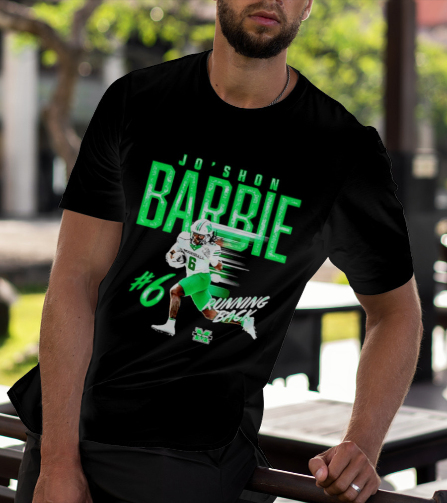 Jo'shon Barbie 6 Marshall Thundering Herd Running Back NCAA Football Player T-Shirt
