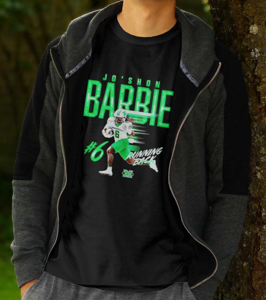 Jo'shon Barbie 6 Marshall Thundering Herd Running Back NCAA Football Player T-Shirt