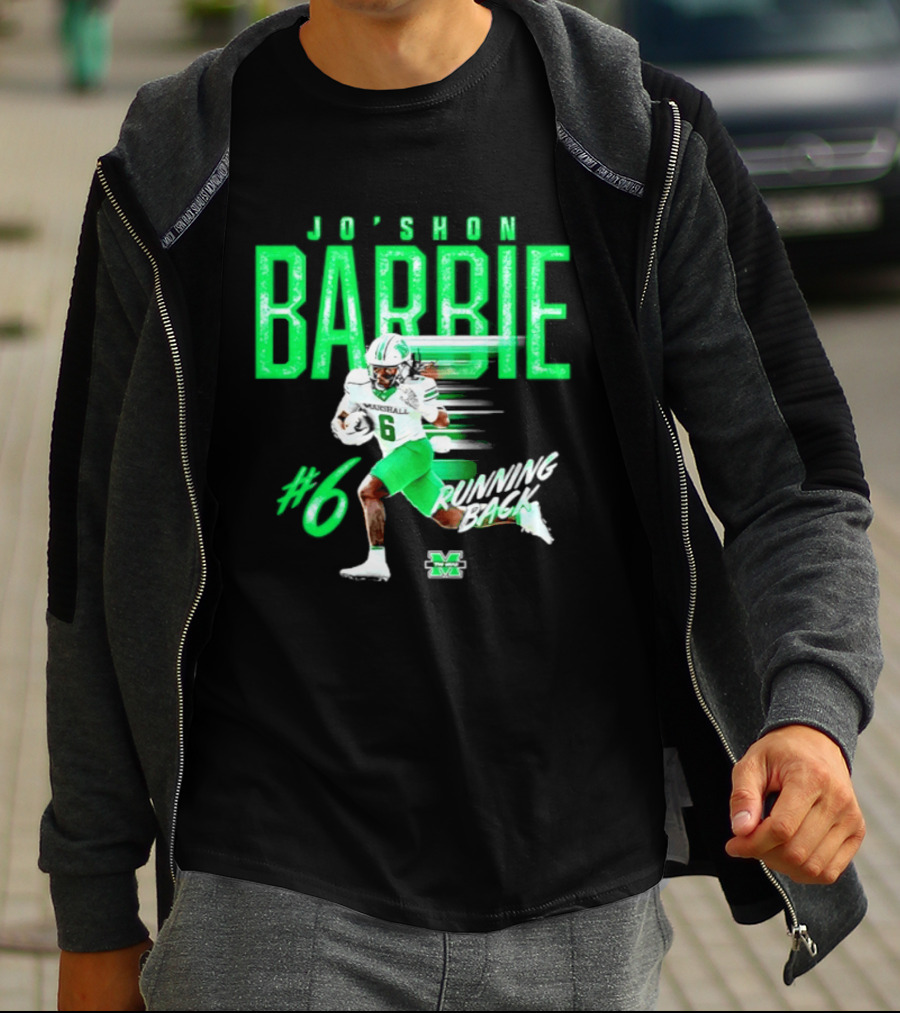 Jo'shon Barbie 6 Marshall Thundering Herd Running Back NCAA Football Player T-Shirt