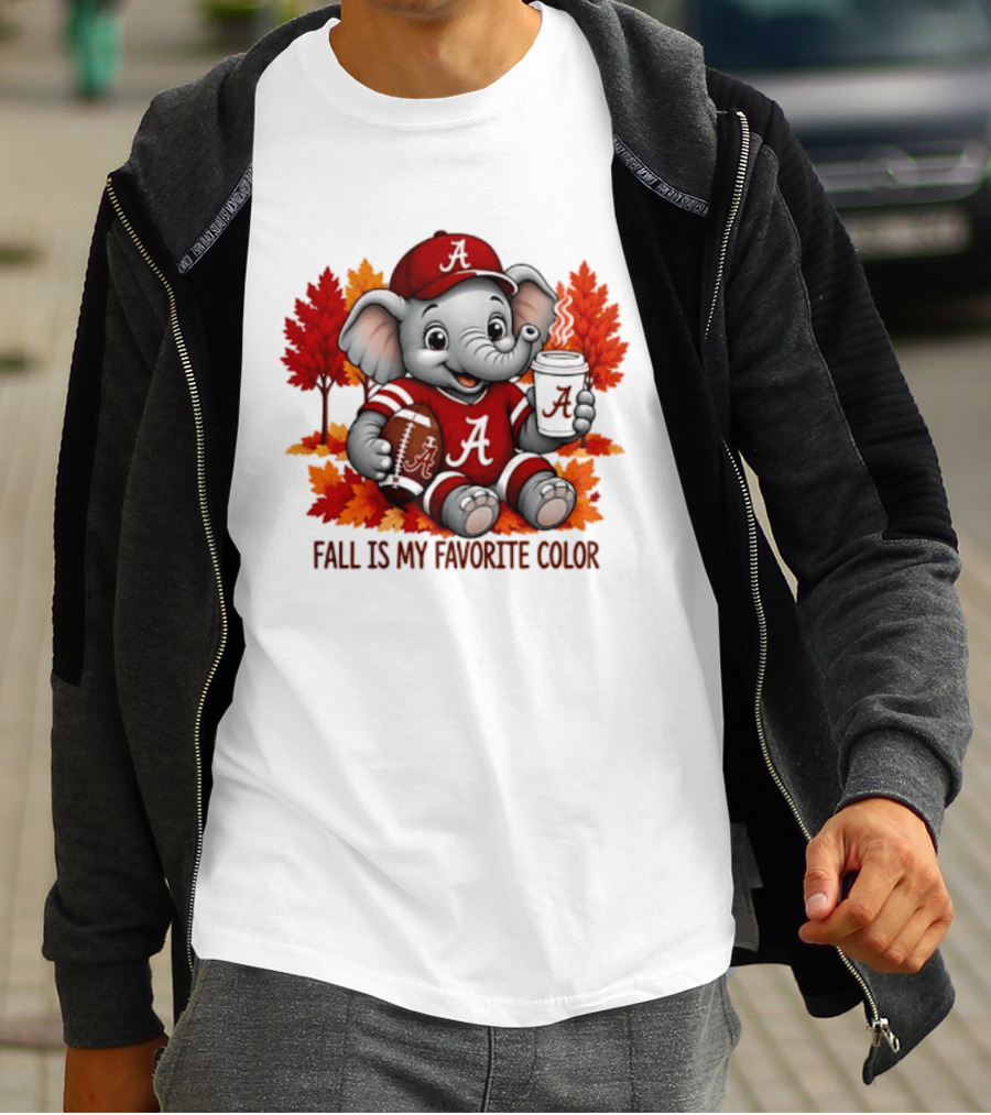 Alabama Crimson Tide Elephant Fall Is My Favorite Color Football Leaves T-Shirt