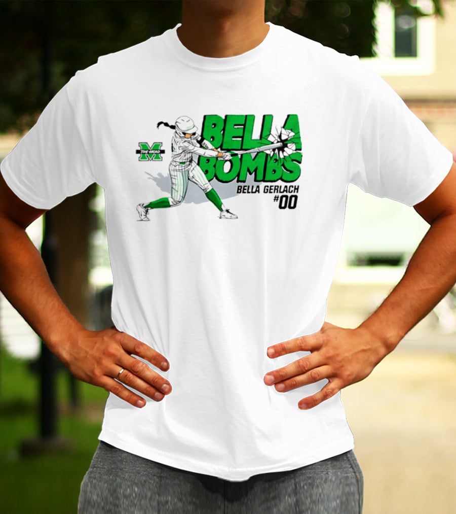 Marshall Thundering Herd Bella Bombs Bella Gerlach #00 NCAA Softball T-Shirt
