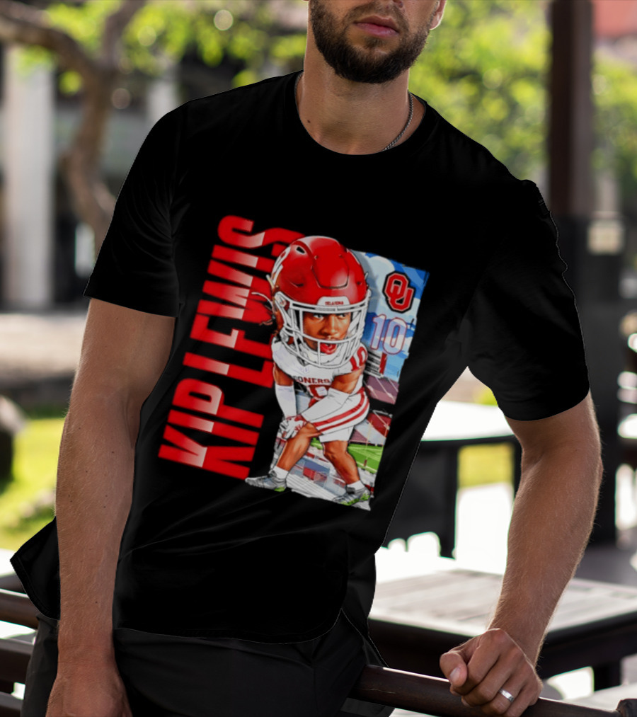 Kip Lewis 10 Oklahoma Sooners NCAA Football Player Caricature T-Shirt