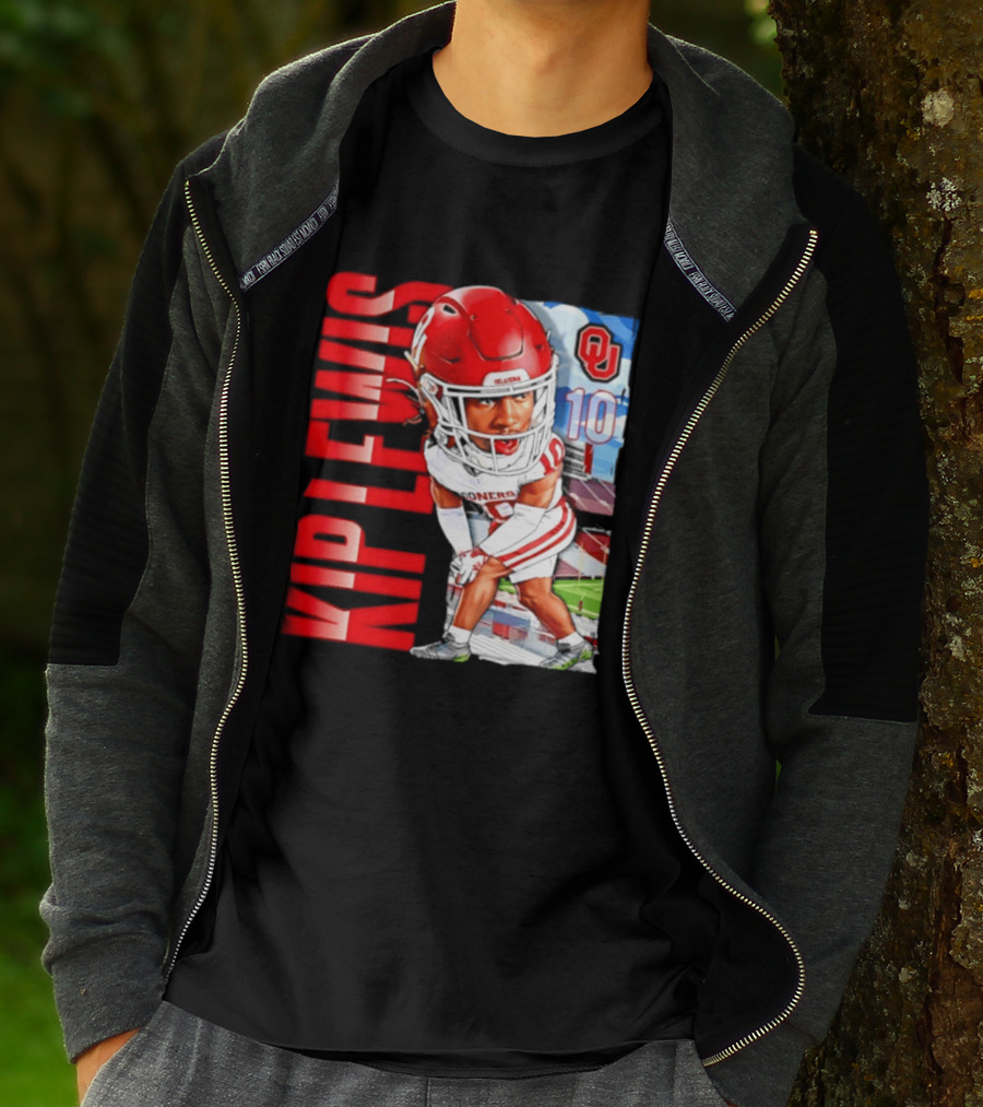 Kip Lewis 10 Oklahoma Sooners NCAA Football Player Caricature T-Shirt