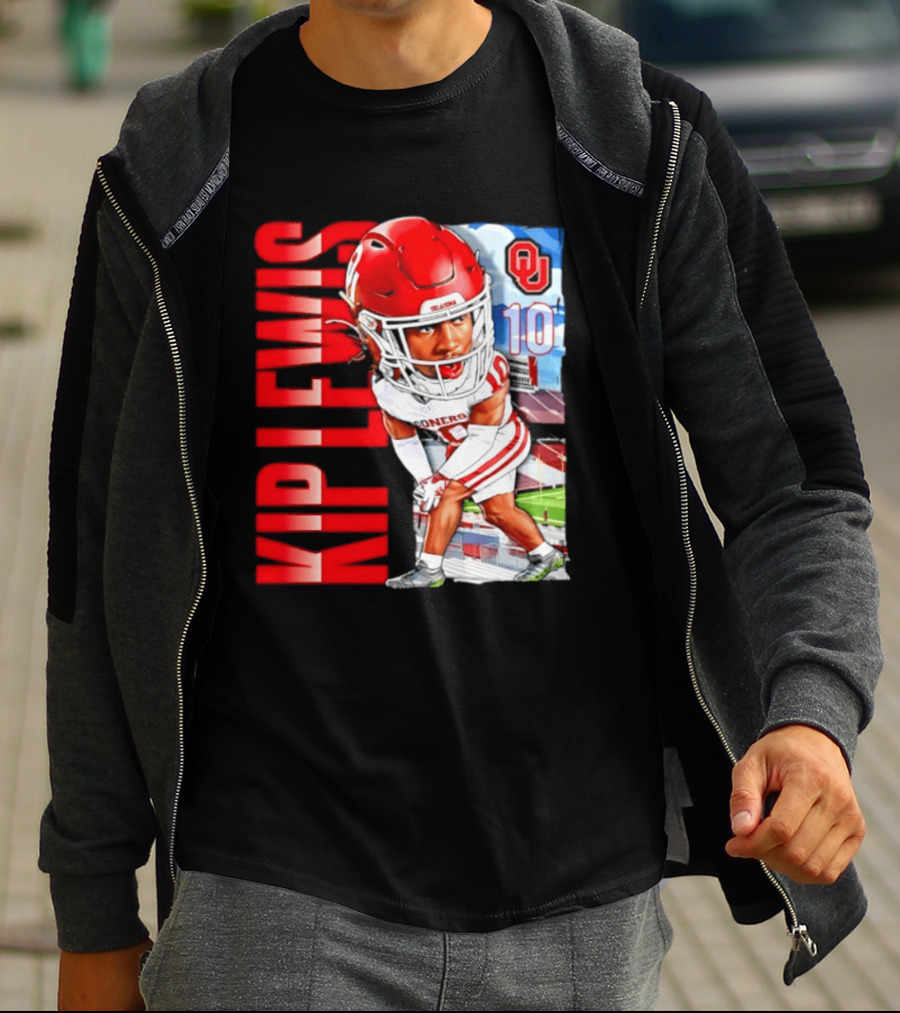 Kip Lewis 10 Oklahoma Sooners NCAA Football Player Caricature T-Shirt