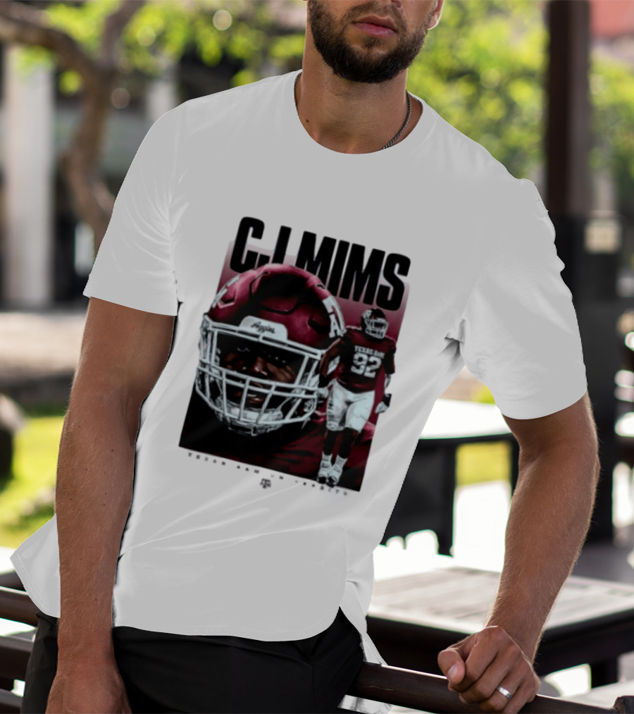 CJ Mims 92 Texas A&M Football NCAA Player T-Shirt
