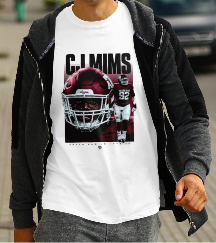 CJ Mims 92 Texas A&M Football NCAA Player T-Shirt