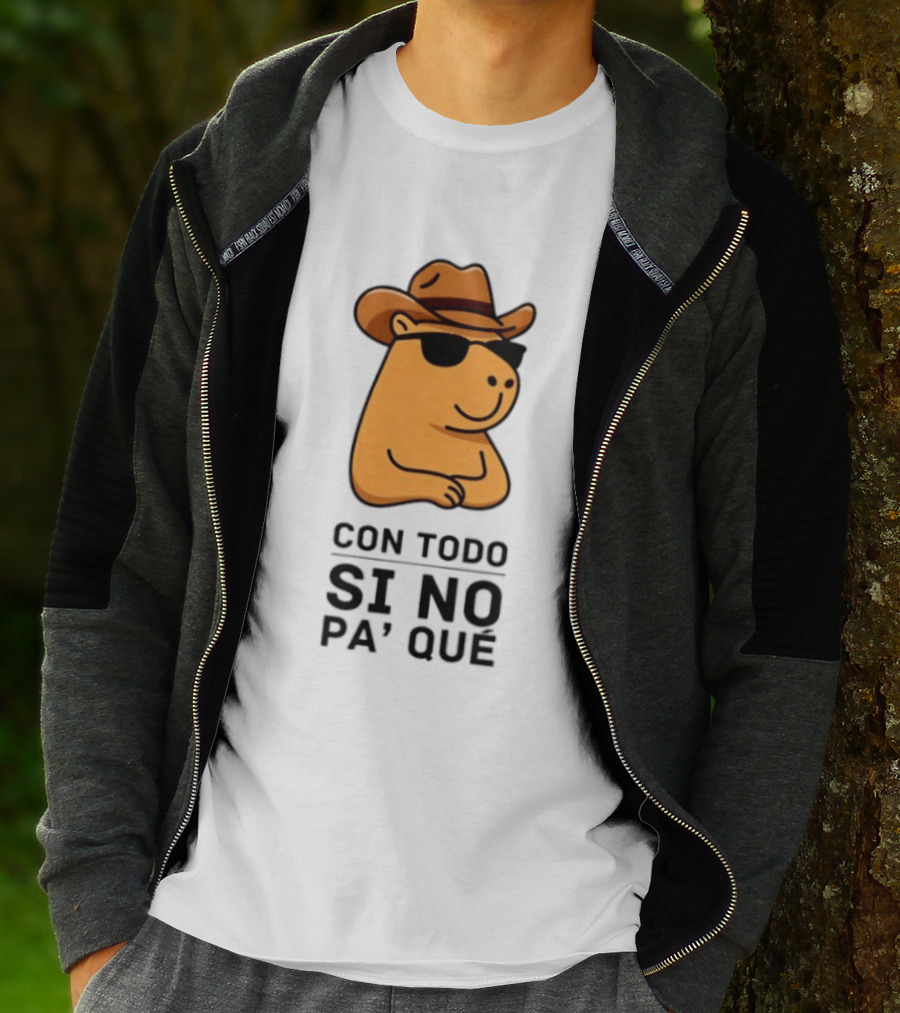 Con Todo Si No Pa' Qué Capybara Cowboy Sunglasses And Hat T-Shirt