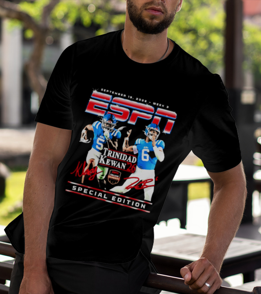 September 16 2023 ESPN Week 3 Trinidad Kewan Ole Miss Special Edition T-Shirt