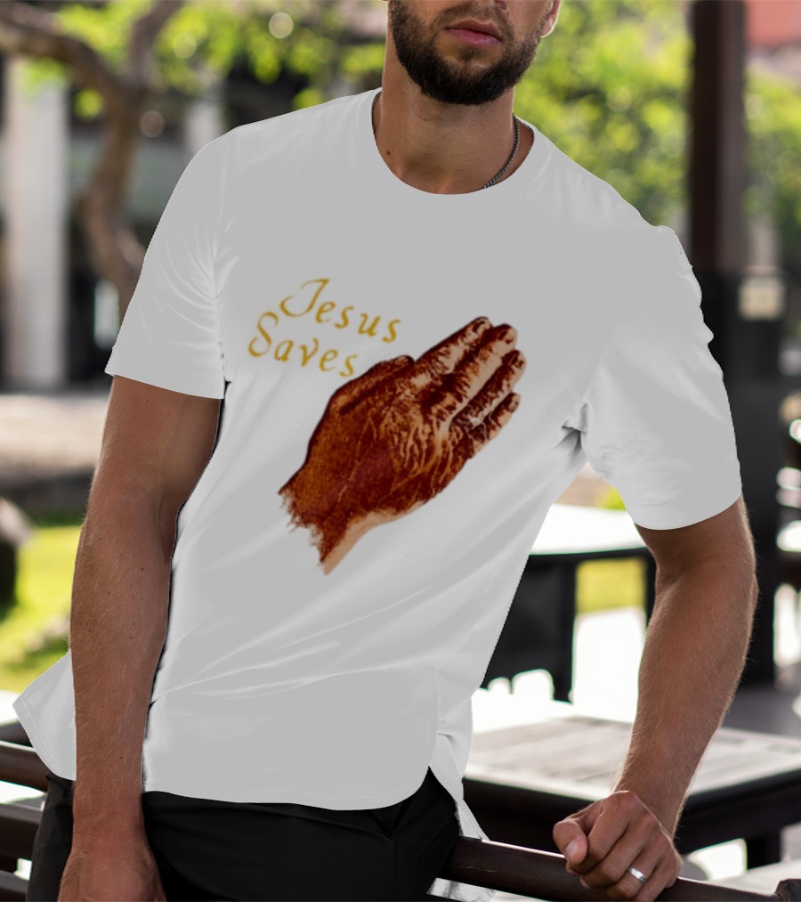 Jesus Saves Praying Hands Religious Faith Christian T-Shirt