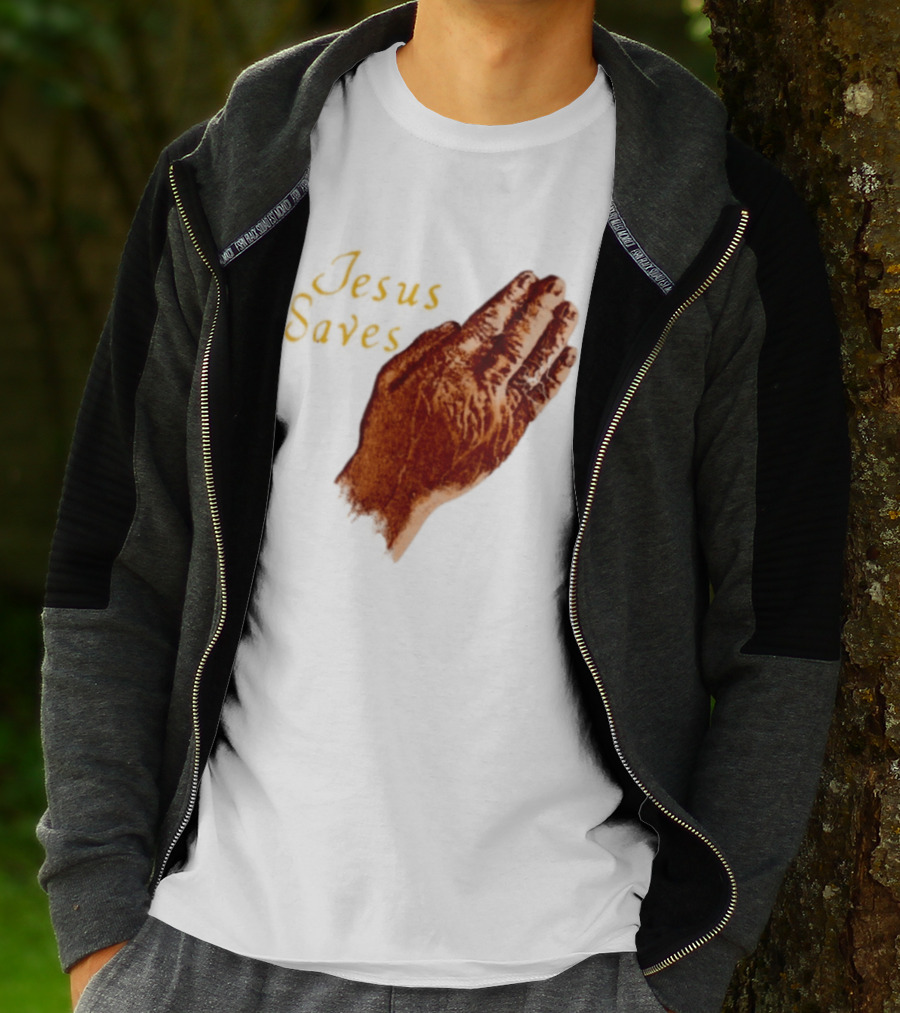Jesus Saves Praying Hands Religious Faith Christian T-Shirt