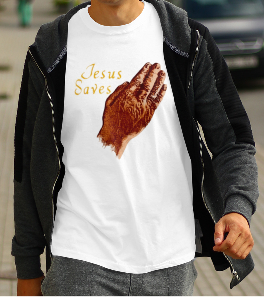 Jesus Saves Praying Hands Religious Faith Christian T-Shirt